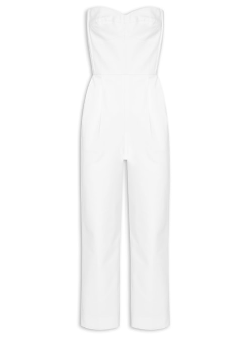 Macacão Feminino Corselet Prega e Vinco - Branco