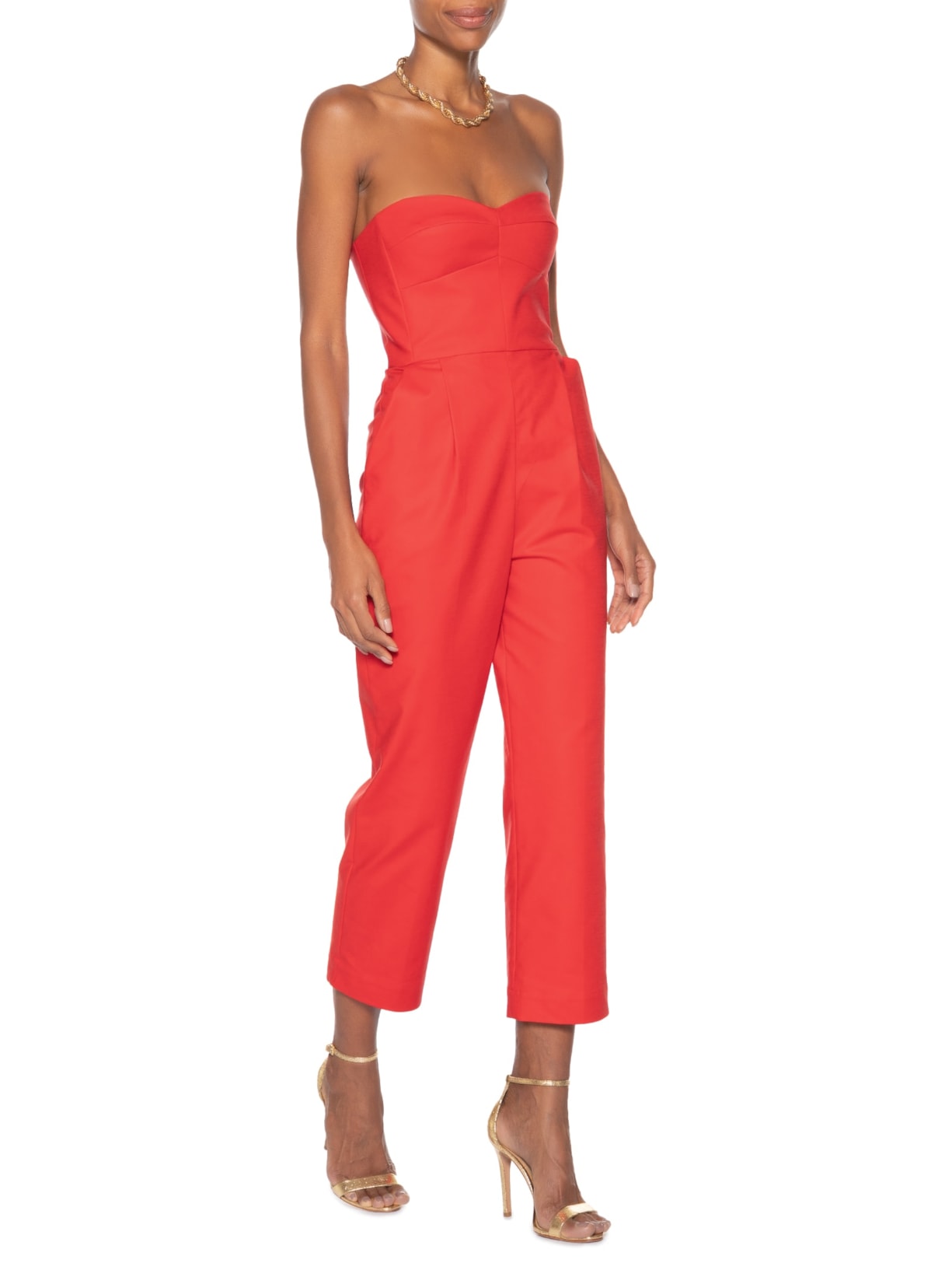 Macacão Feminino Corselet Pregas Vermelho Andrea Marques