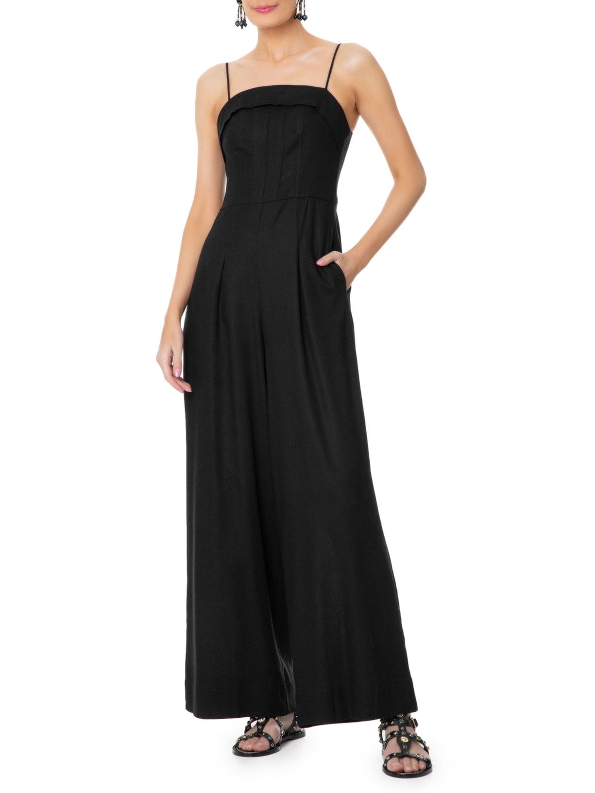 Macacão Feminino Corset Preto Farm