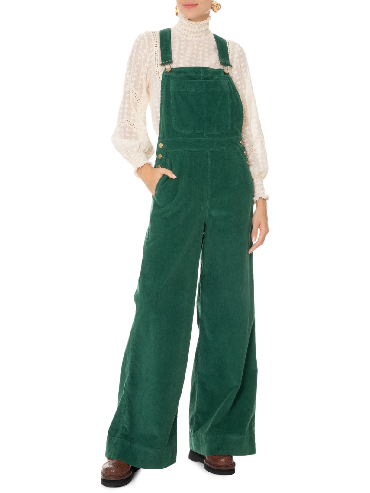 Macacão Feminino Cotelê Ciccy Verde Mixed