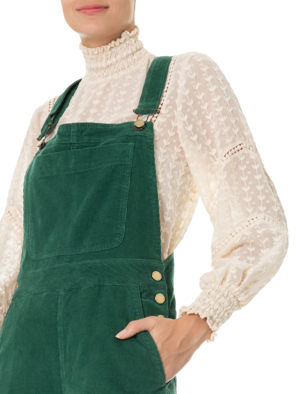 Macacão Feminino Cotelê Ciccy Verde Mixed