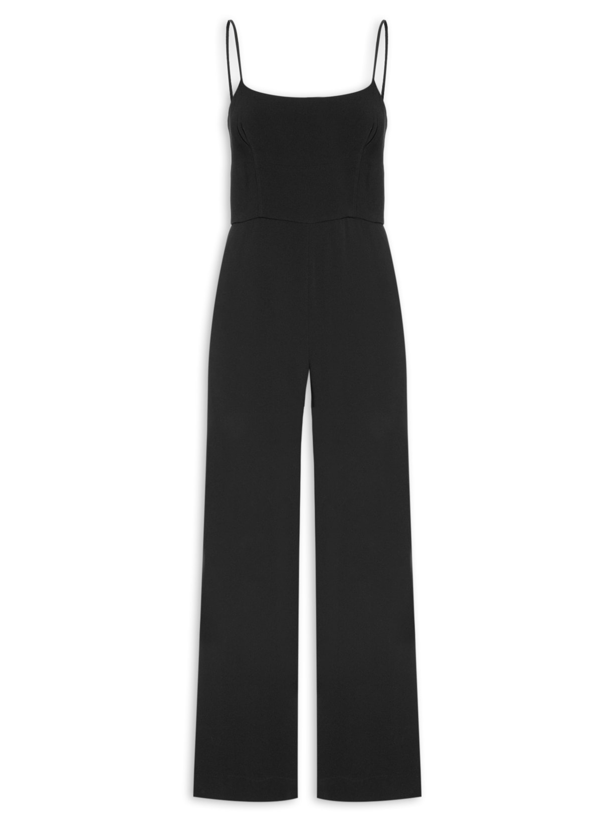 Macacão Feminino Crepe Corpete Longo - Preto