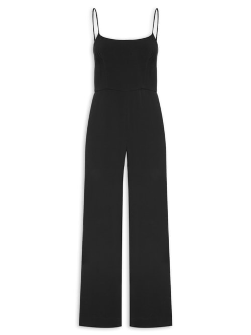 Macacão Feminino Crepe Corpete Longo - Preto