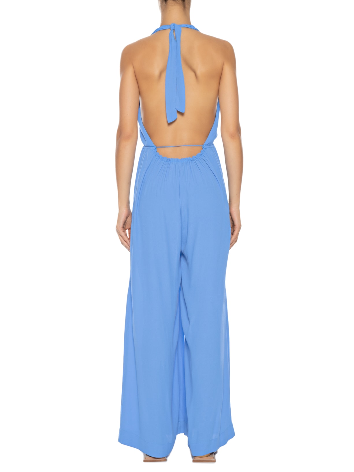 Macacão Feminino Crepe Decote Frente Azul Dress To