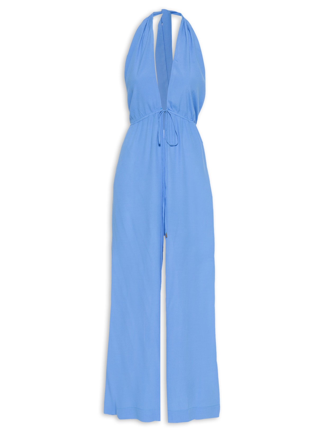 Macacão Feminino Crepe Decote Frente - Azul