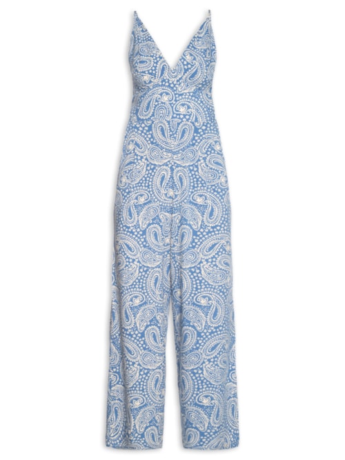 Macacão Feminino Crepe Estampa Céu Sereno - Azul