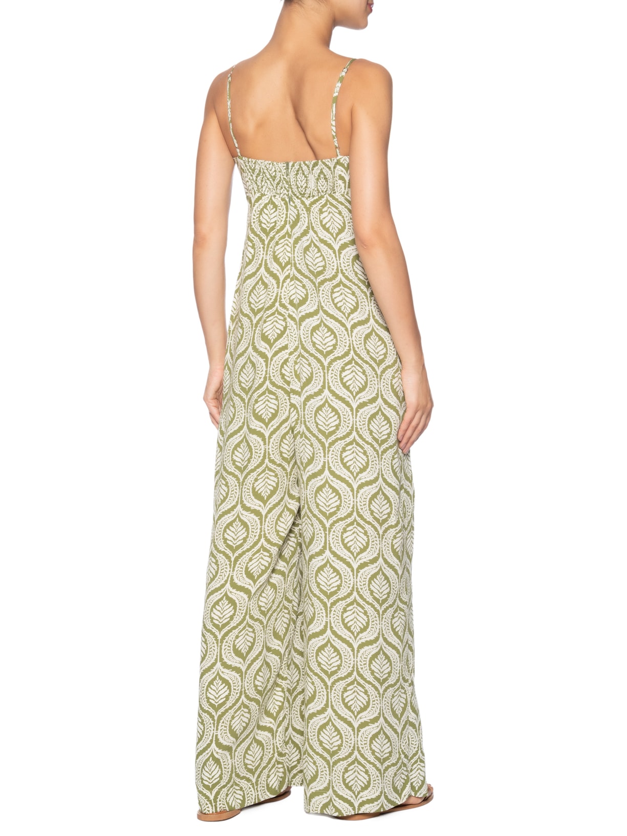 Macacão Feminino Crepe Estampa Jardim Verde Dress To