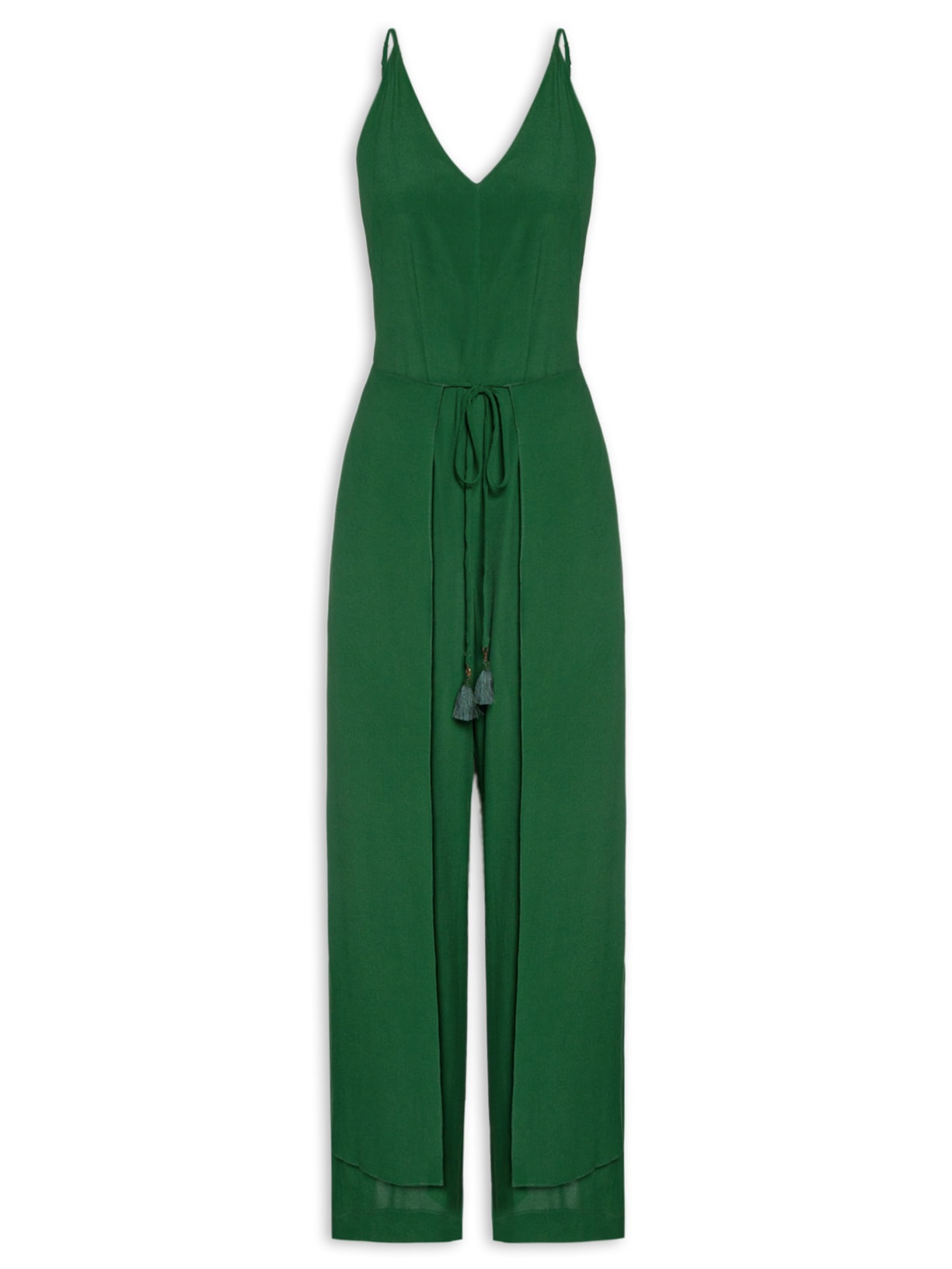 Macacão Feminino Crepe Frente Sobreposta - Verde