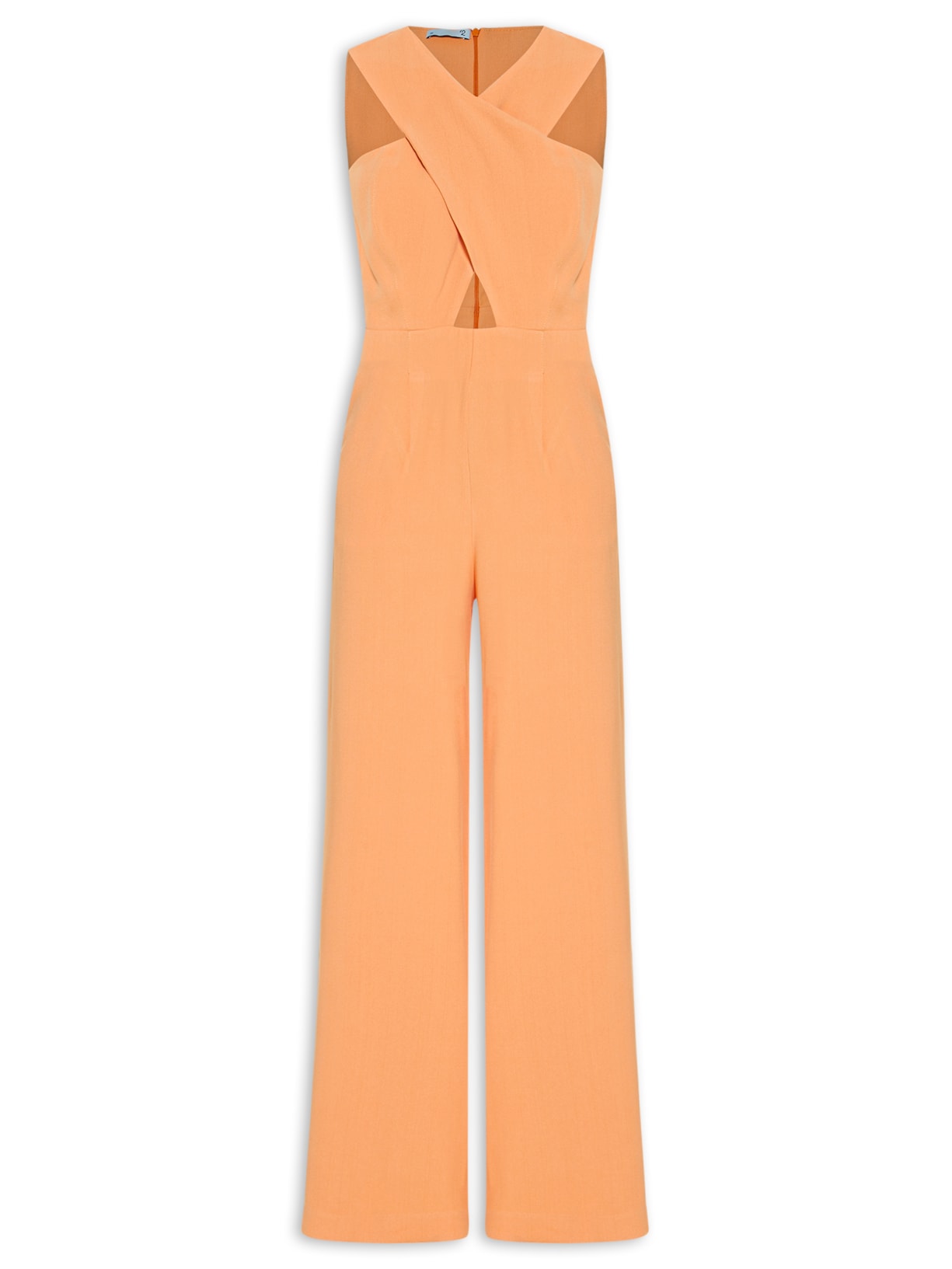 Macacão Feminino Crepe Pantalona Cruzado - Laranja