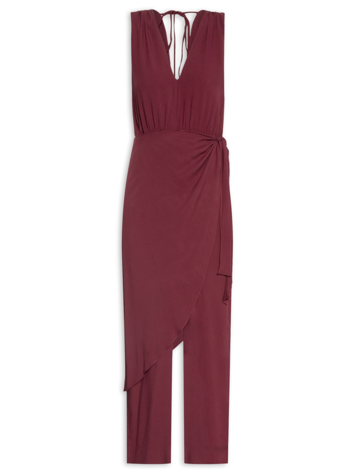 Macacão Feminino Crepe Pareô - Vinho