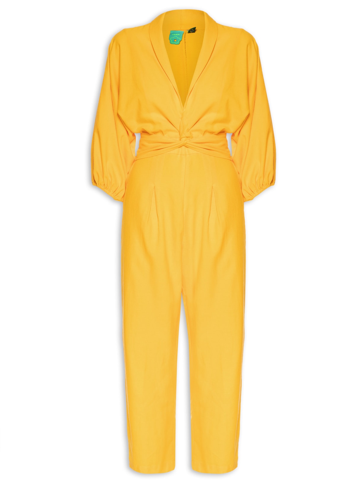 Macacão Feminino Cropped Amarração - Amarelo