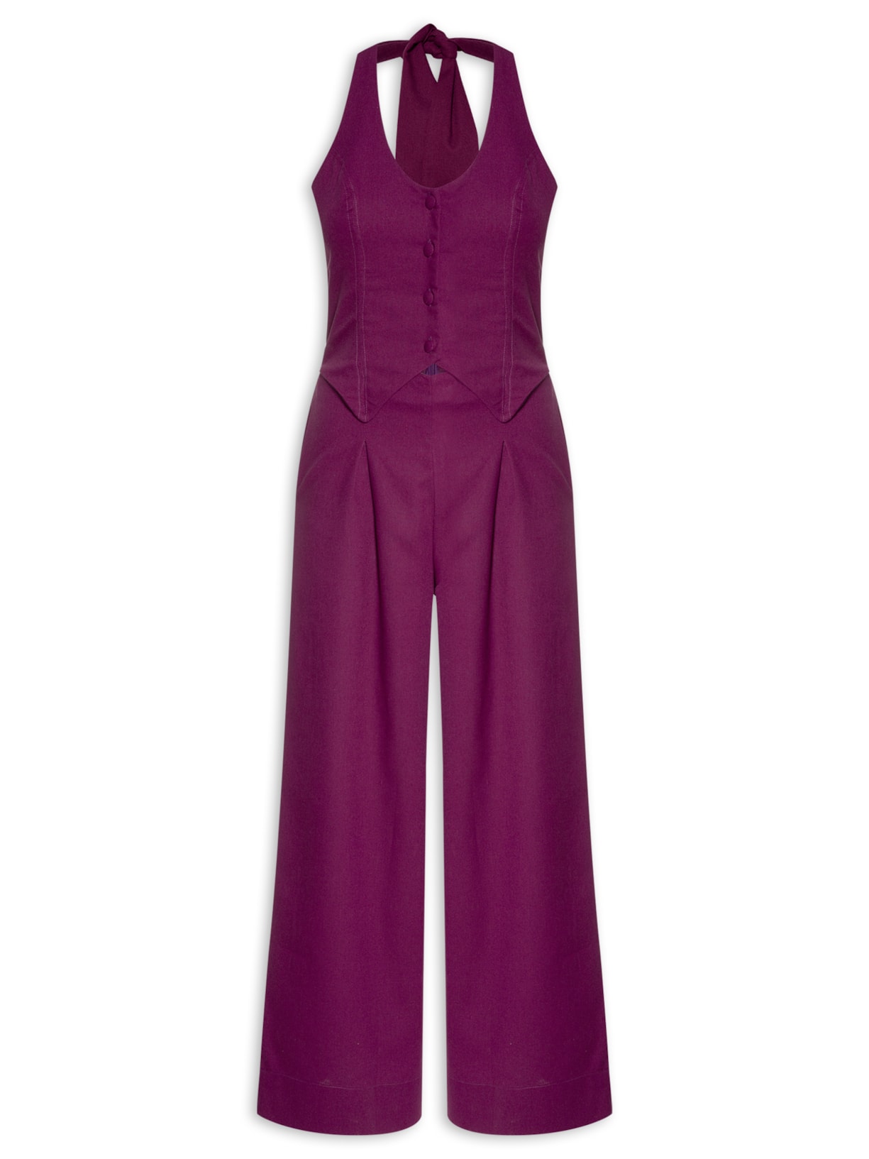 Macacão Feminino Cropped Colete - Roxo