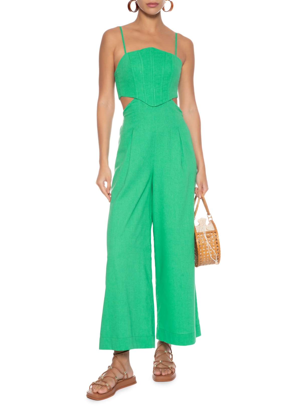 Macacão Feminino Cropped Corselet Verde Farm