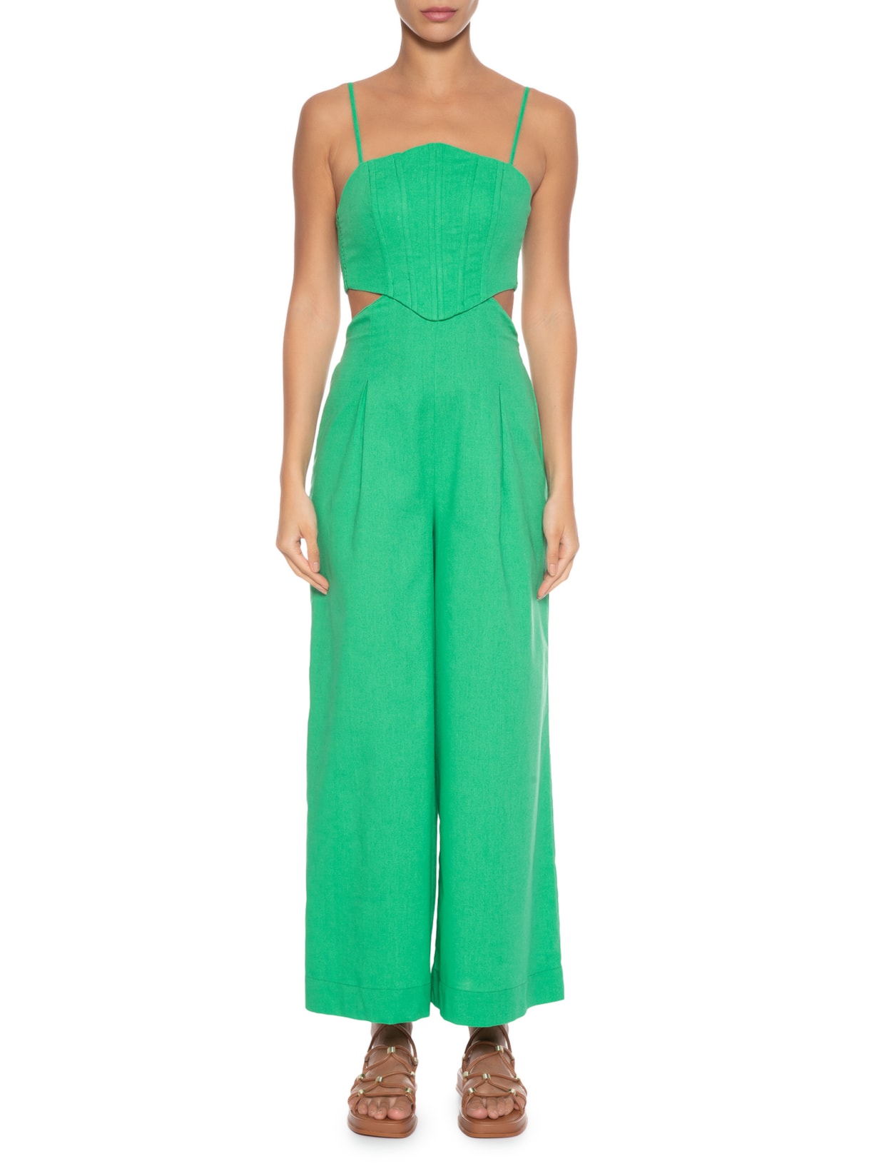 Macacão Feminino Cropped Corselet Verde Farm