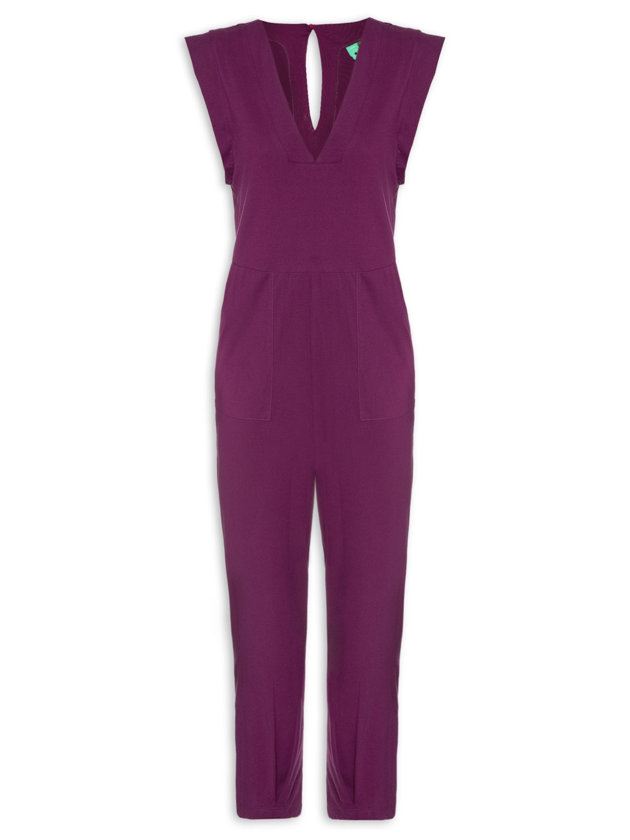 Macacão Feminino Cropped Decote V - Roxo