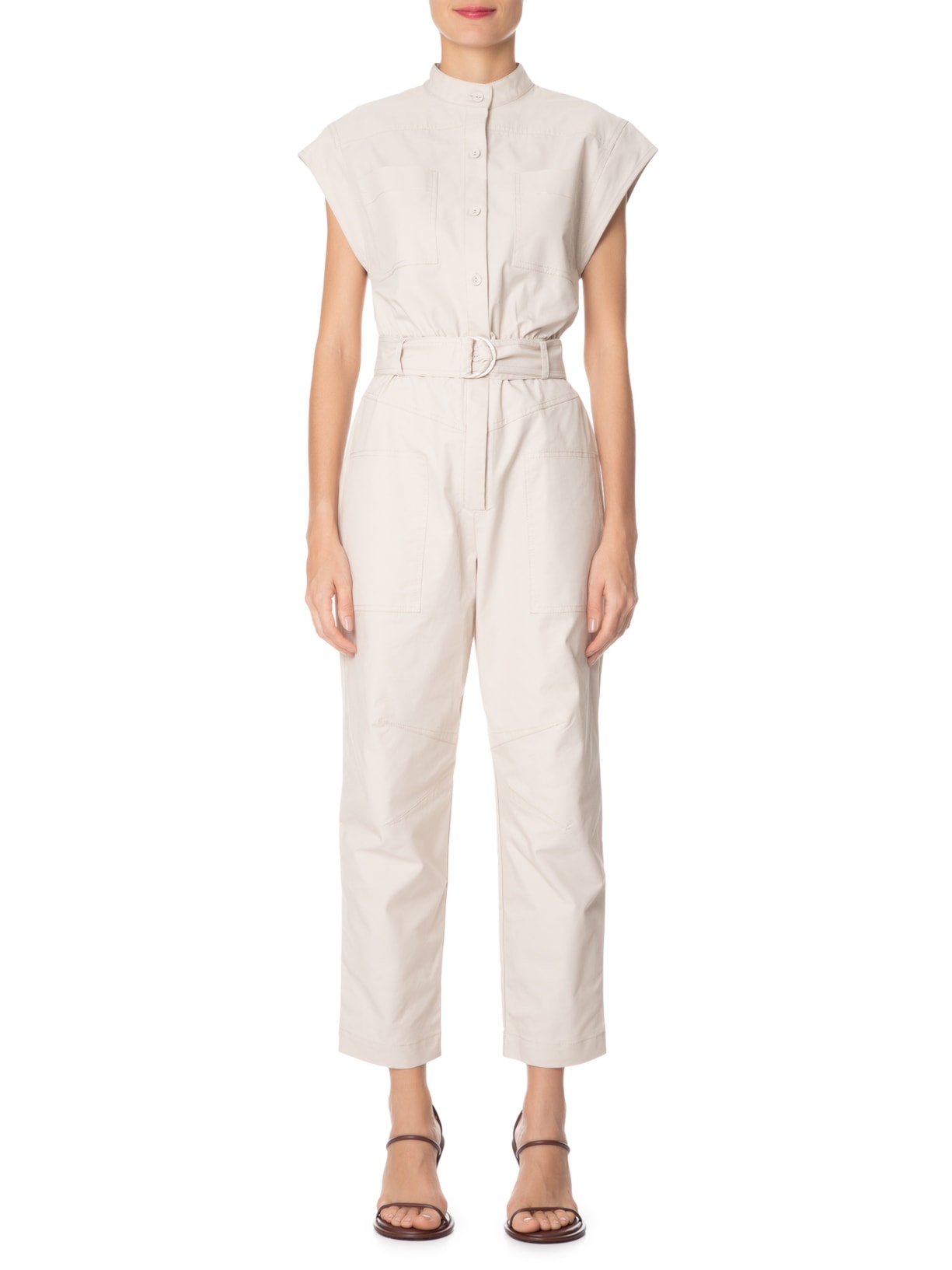 Macacão Feminino De Algodao Bolsos Naturais Animale Animale