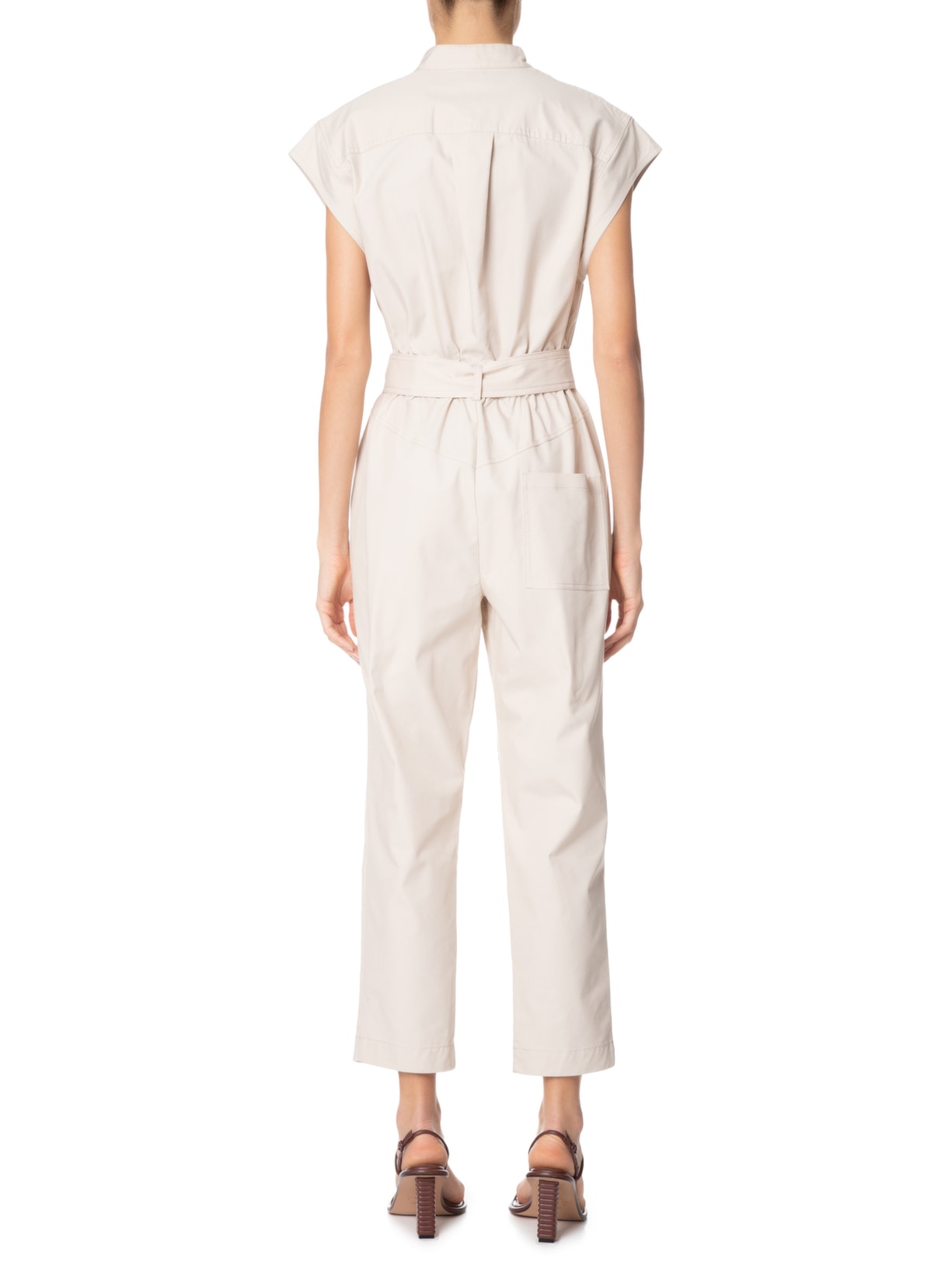 Macacão Feminino De Algodao Bolsos Naturais Animale Animale