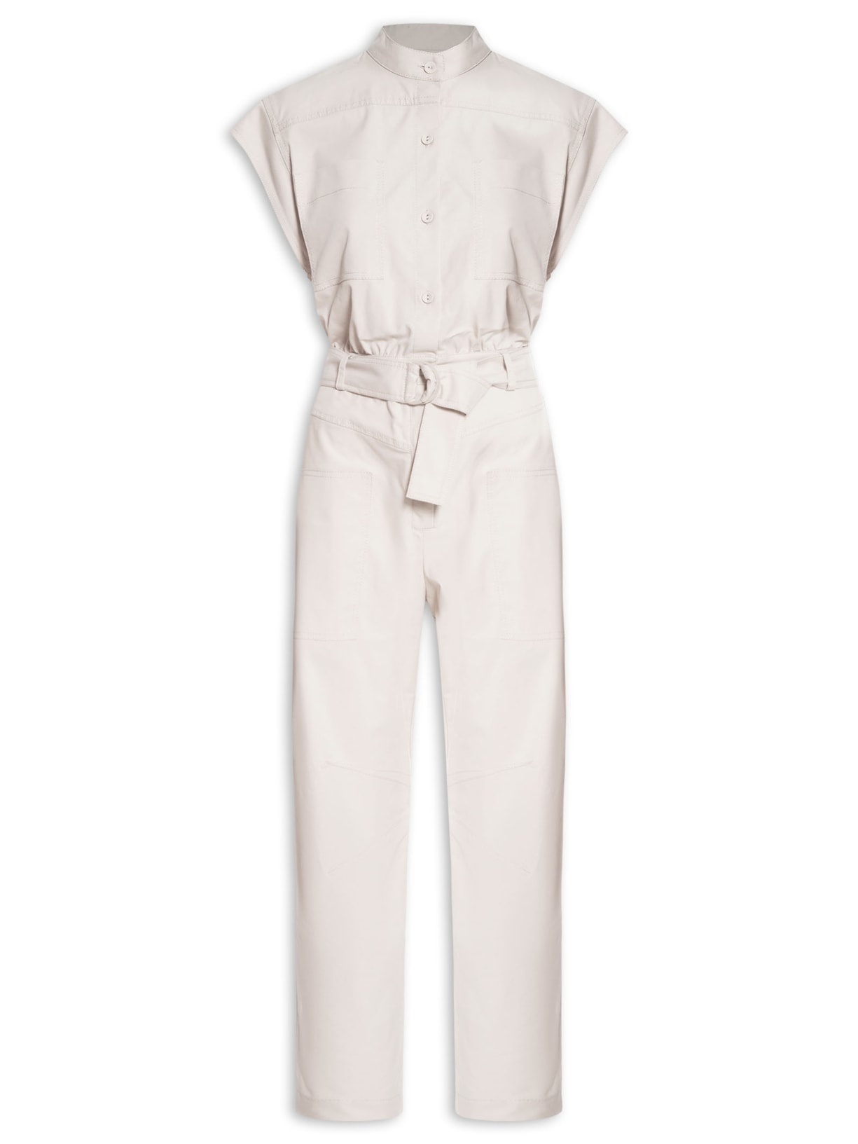 Macacão Feminino De Algodao Bolsos Naturais Animale Animale