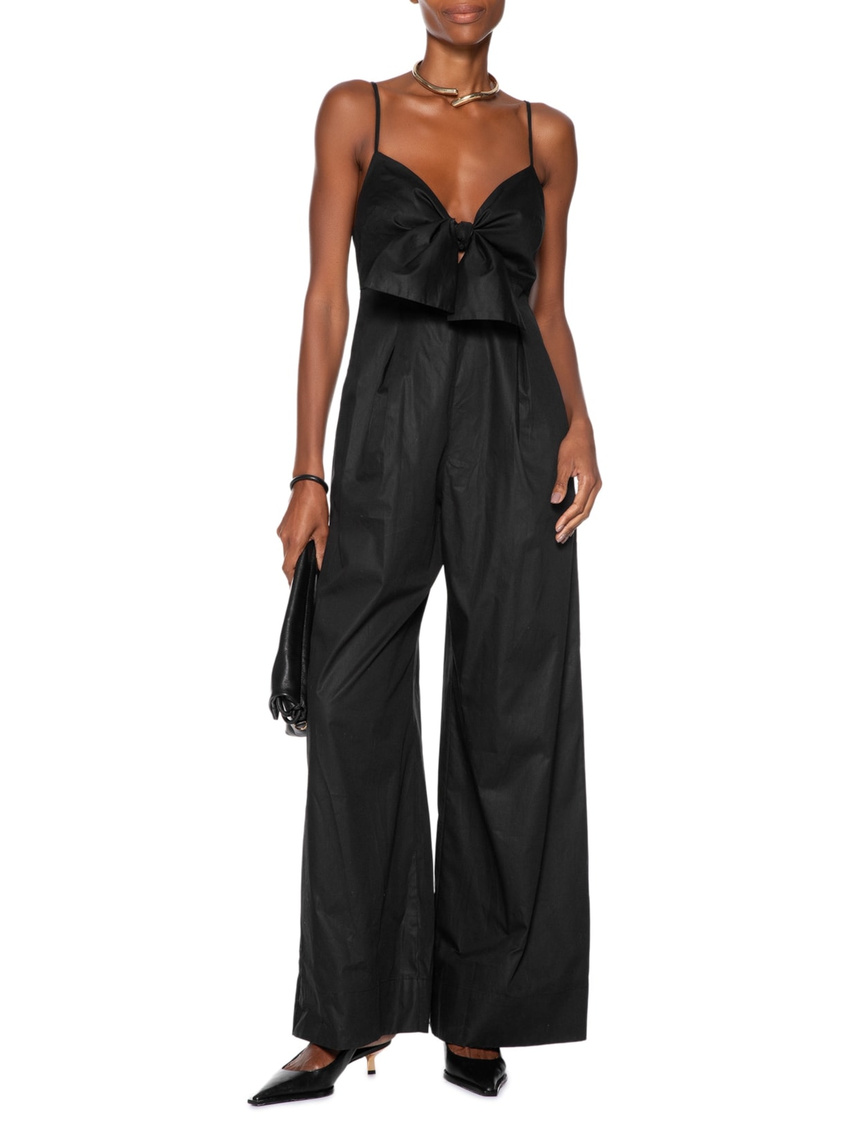 Macacão Feminino De Algodão Decote Laço Preto Animale