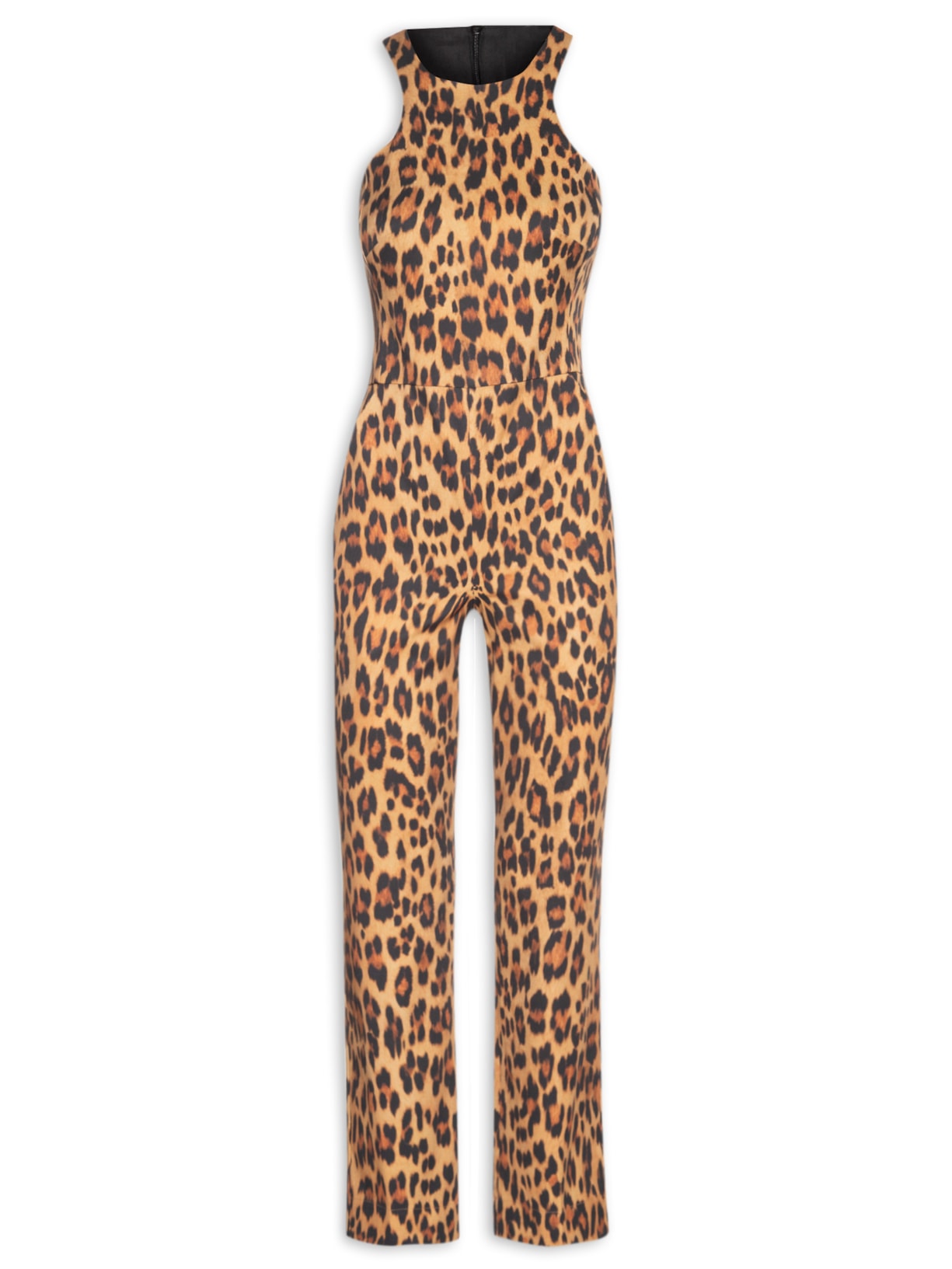 Macacão Feminino Decote Alto Semi Flare - Animal Print