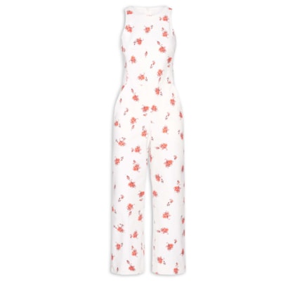 Macacão Feminino Decote Alto Semi Flare - Off White