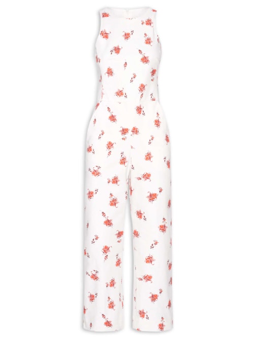 Macacão Feminino Decote Alto Semi Flare - Off White