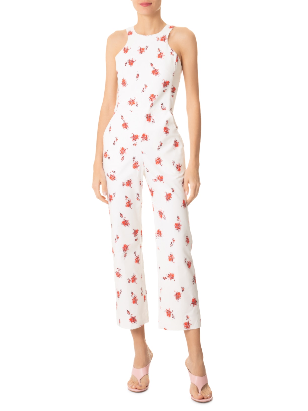 Macacão Feminino Decote Alto Semi Flare Off White Andrea Marques