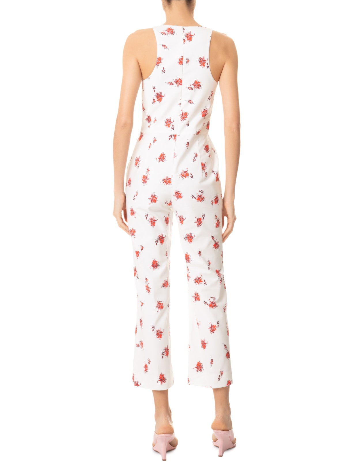 Macacão Feminino Decote Alto Semi Flare Off White Andrea Marques