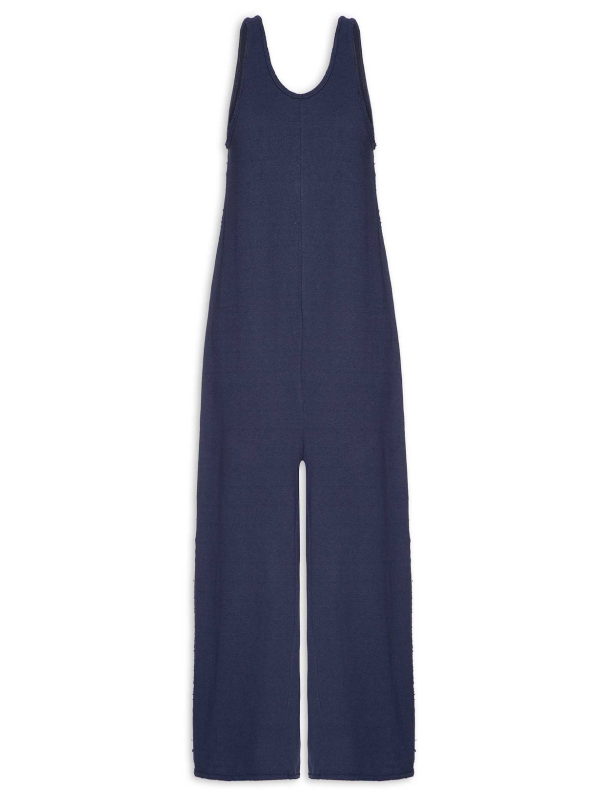 Macacão Feminino Decote Rústico Desfiado Azul Osklen