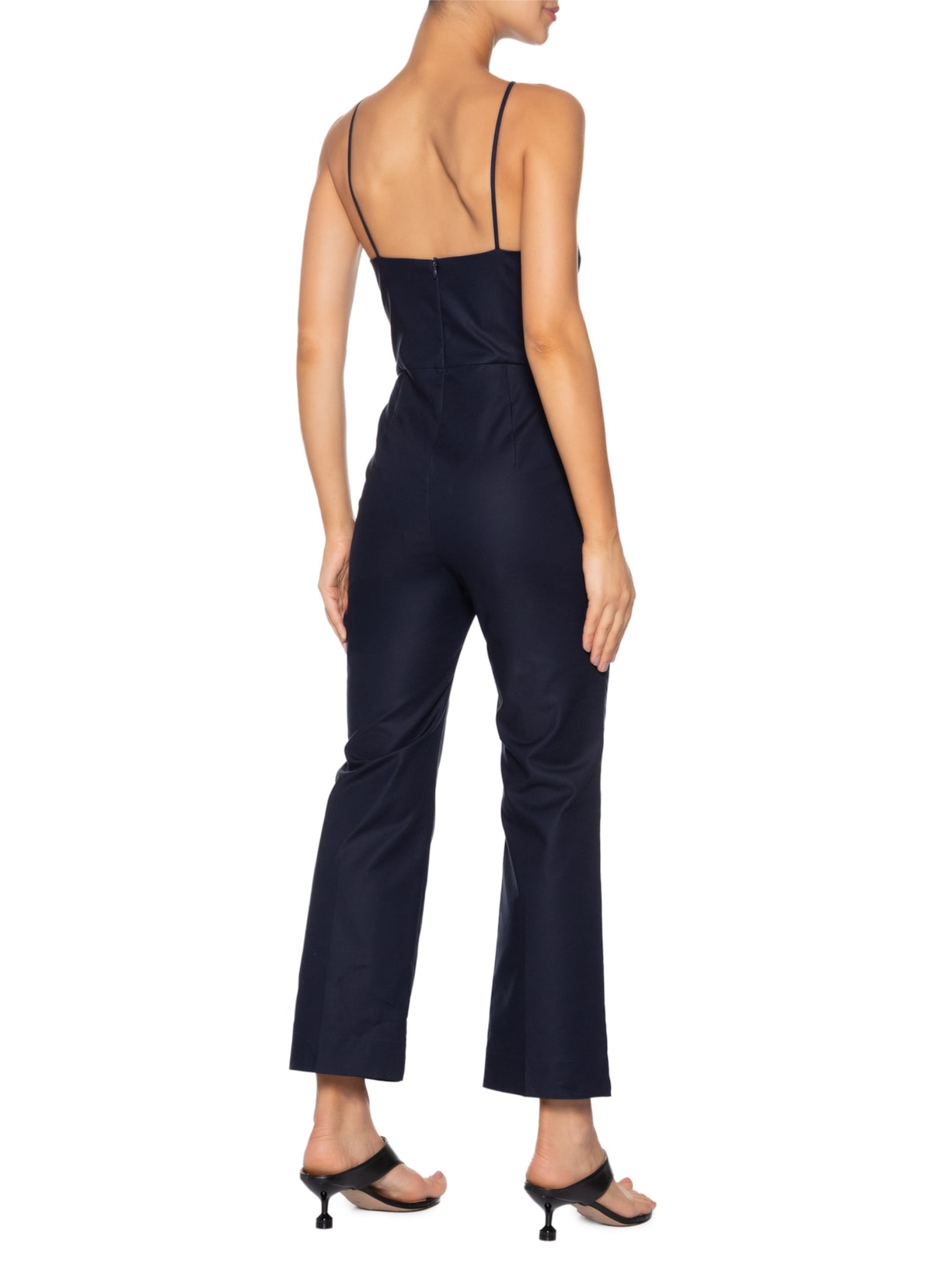 Macacão Feminino Decote Triângulo Botões Azul Andrea Marques