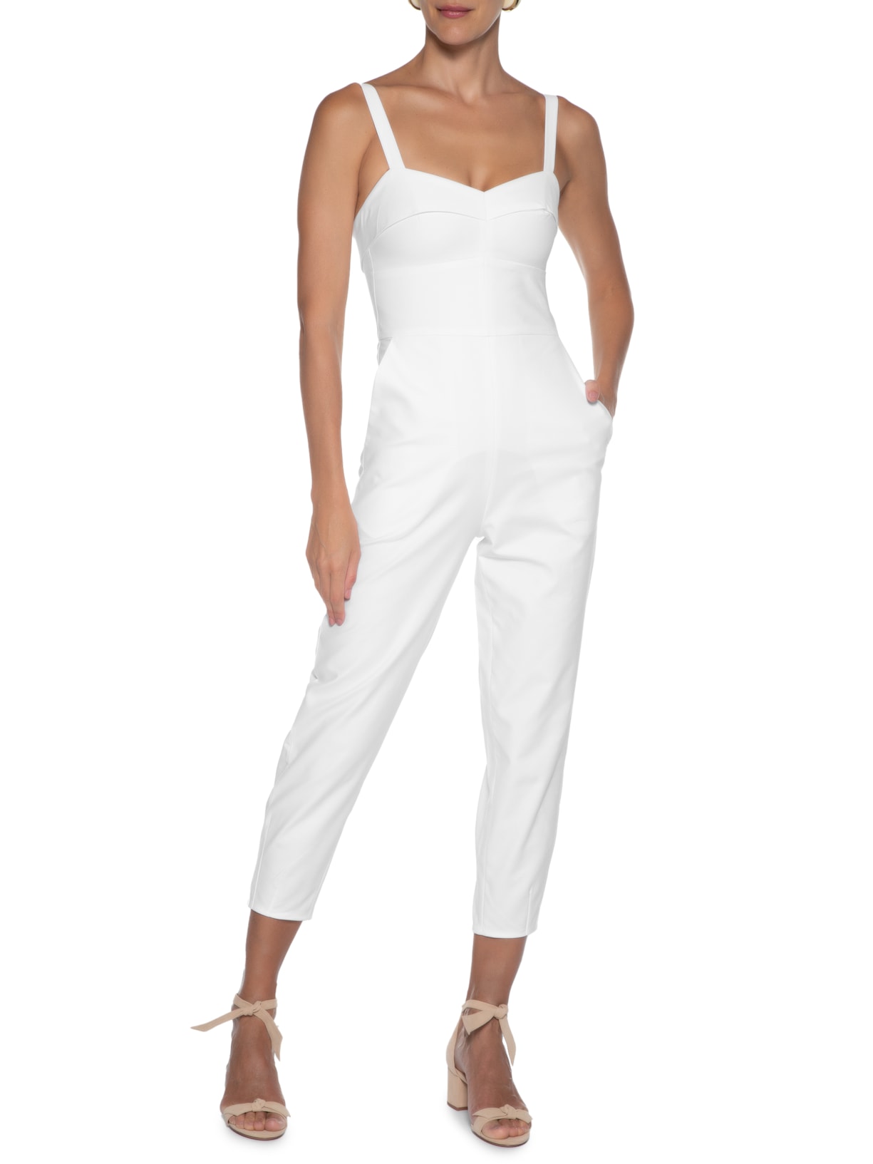 Macacão Feminino Dobra Busto Branco Andrea Marques