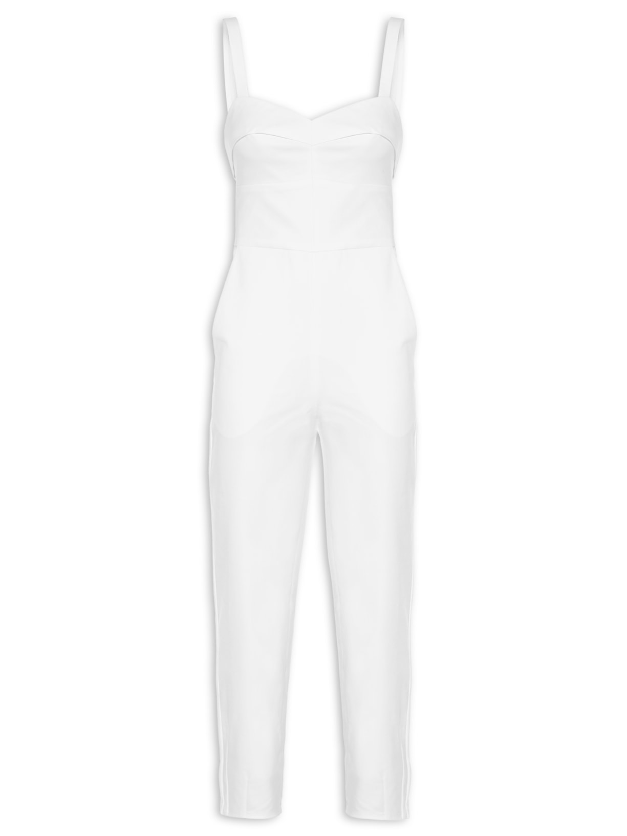 Macacão Feminino Dobra Busto Branco Andrea Marques