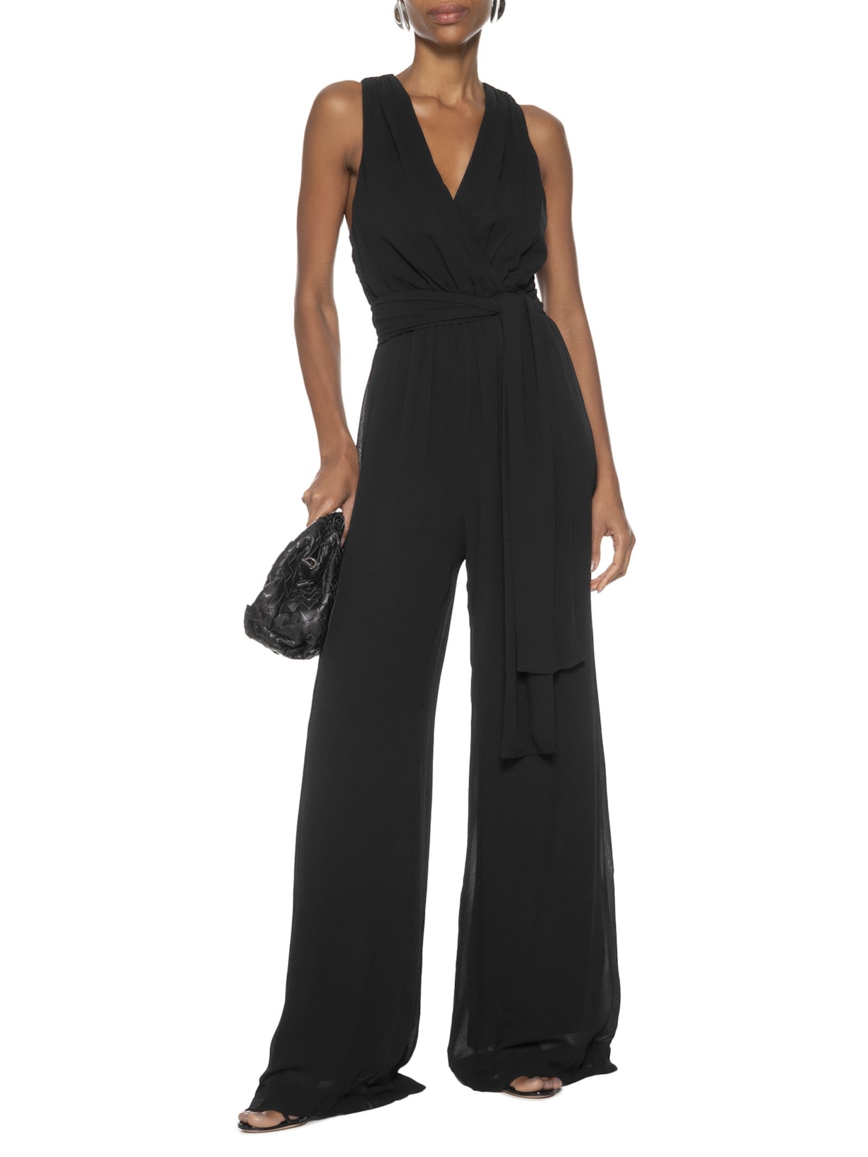 Macacão Feminino Drapeado Costas Preto Animale