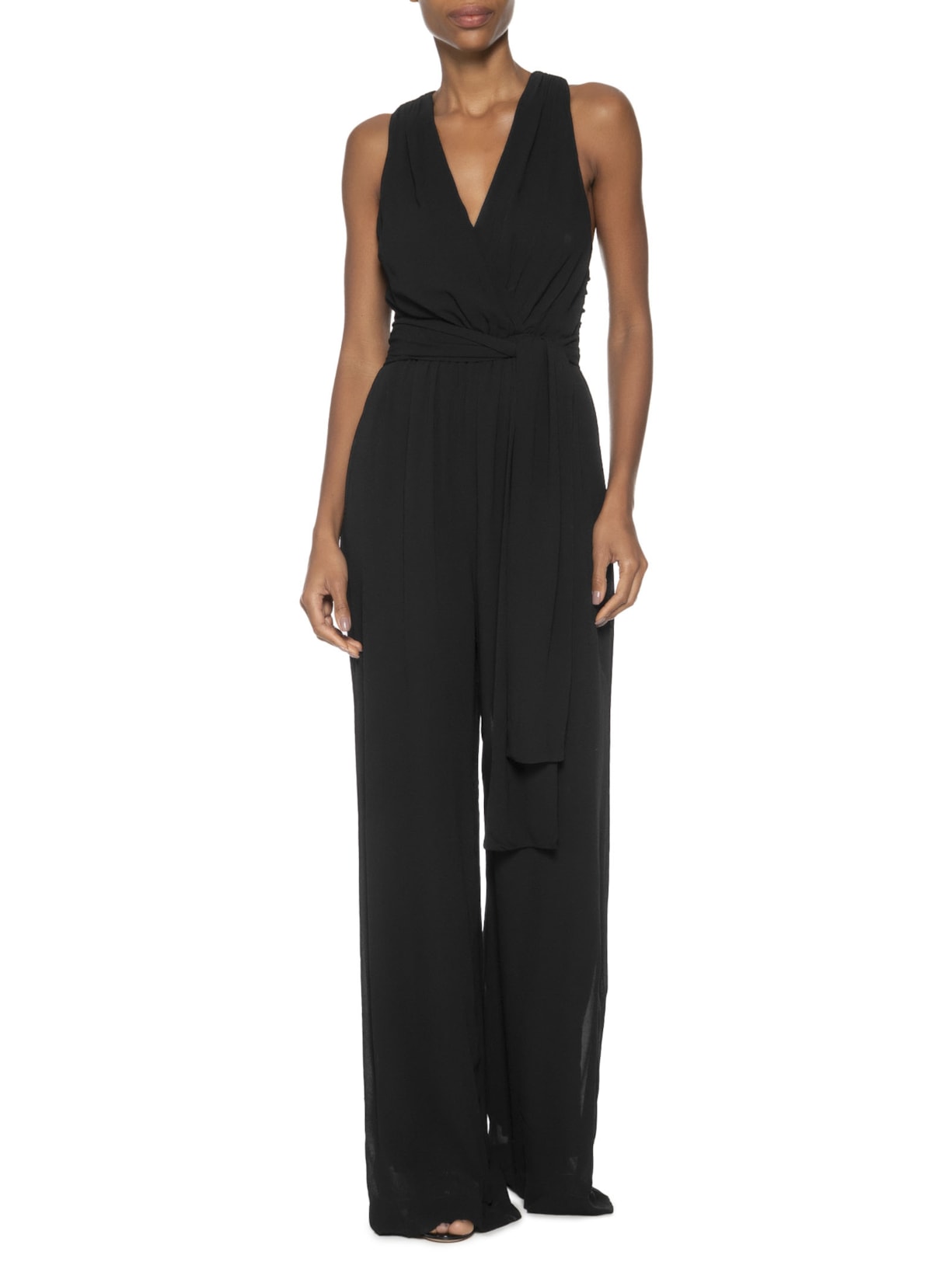 Macacão Feminino Drapeado Costas Preto Animale