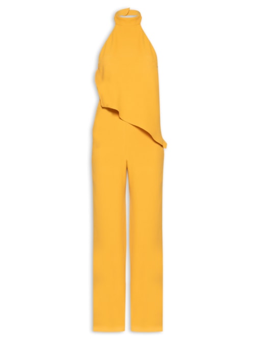 Macacão Feminino Em Crepe - Amarelo