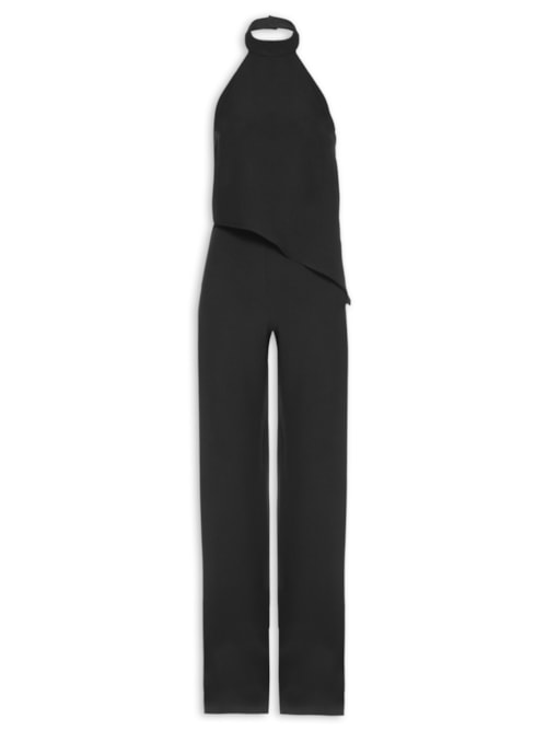 Macacão Feminino Em Crepe - Preto