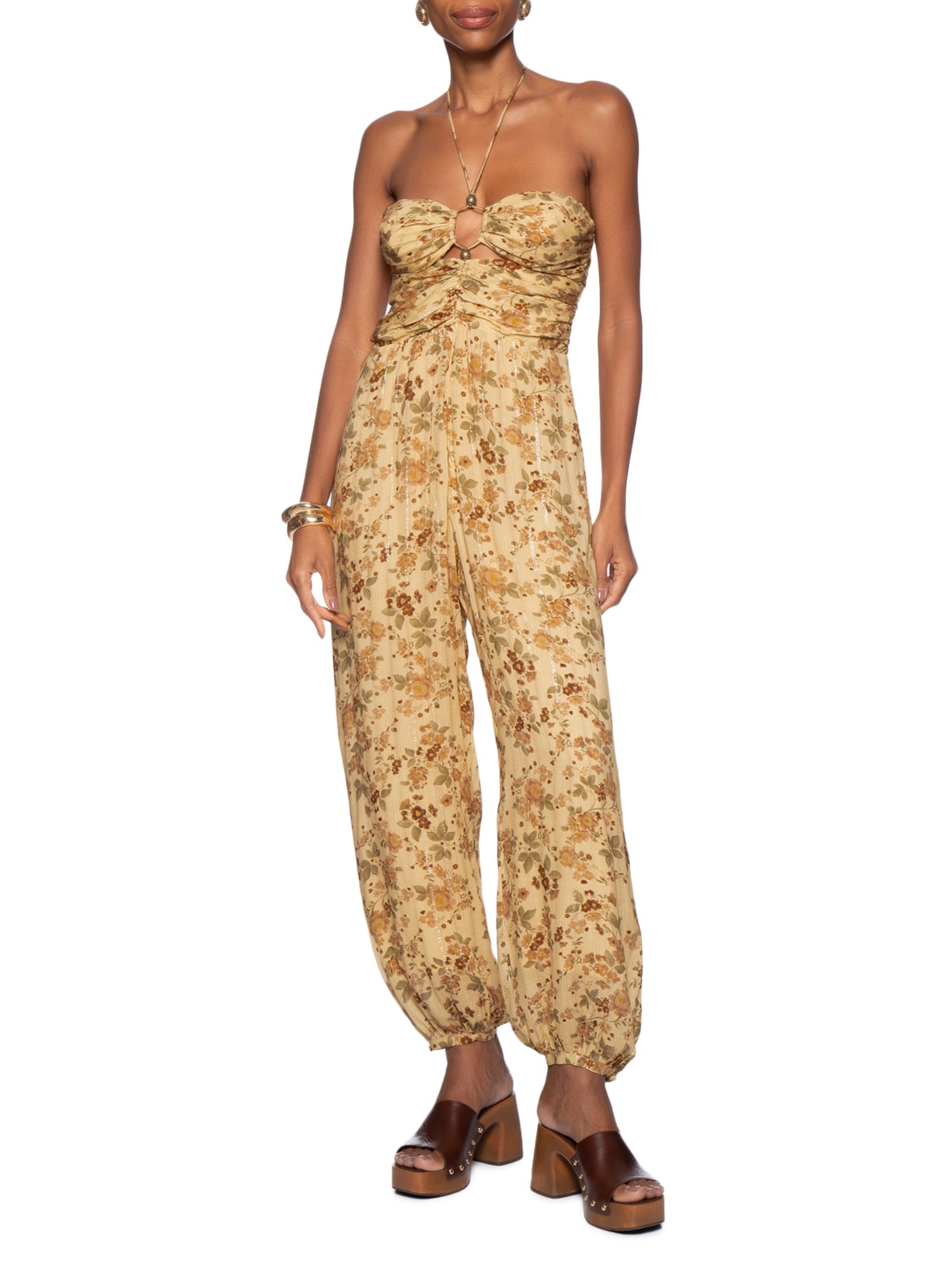 Macacão Feminino Estampa Blush Amarelo Maria Filó