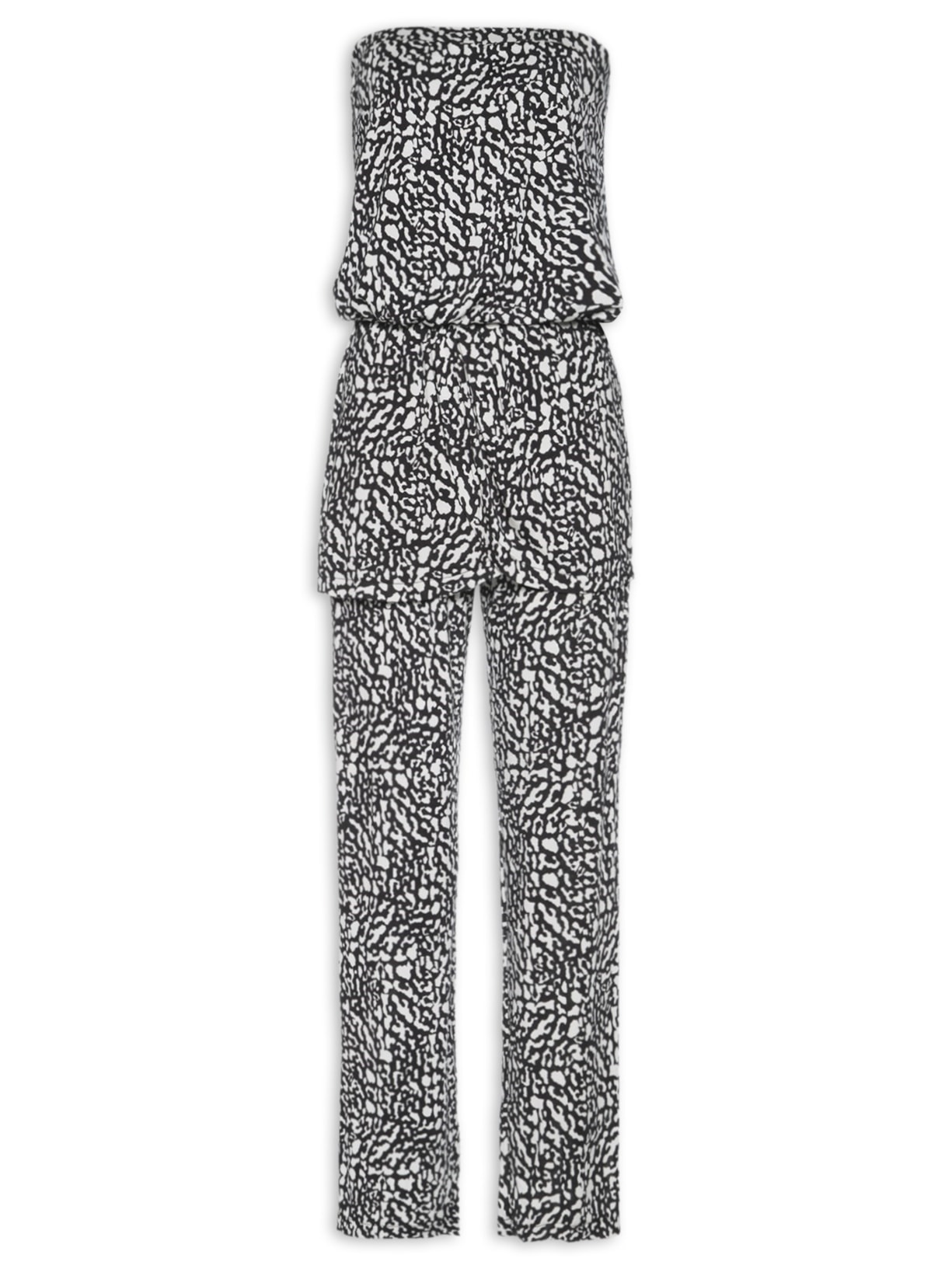 Macacão Feminino Estampa Margem - Preto