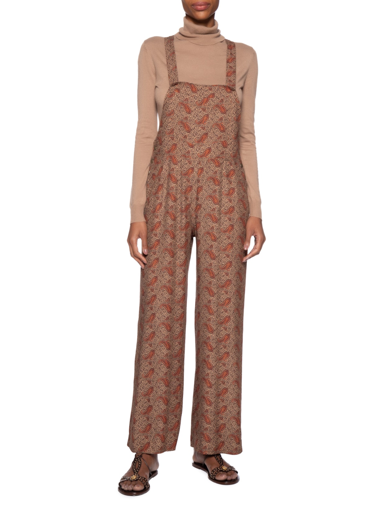 Macacão Feminino Estampa Maya Marrom Maria Filó