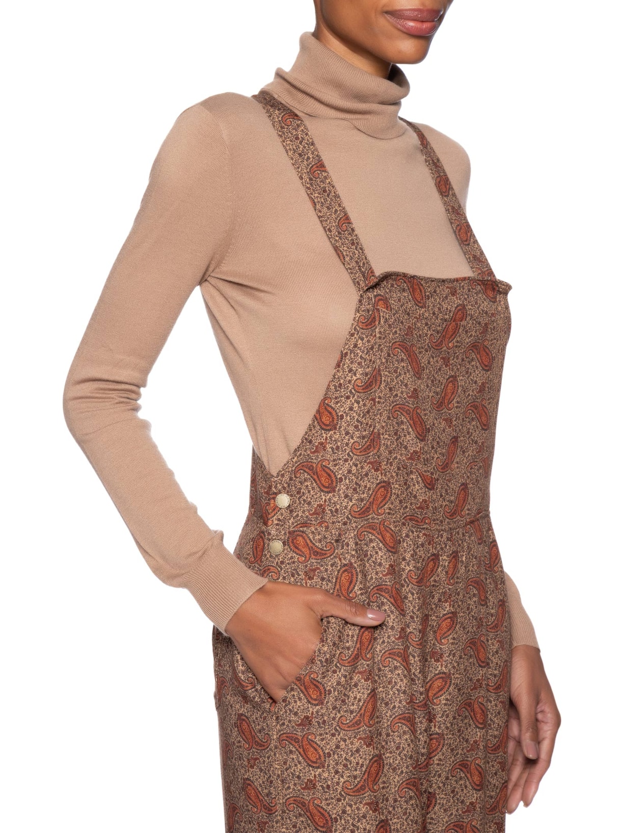 Macacão Feminino Estampa Maya Marrom Maria Filó