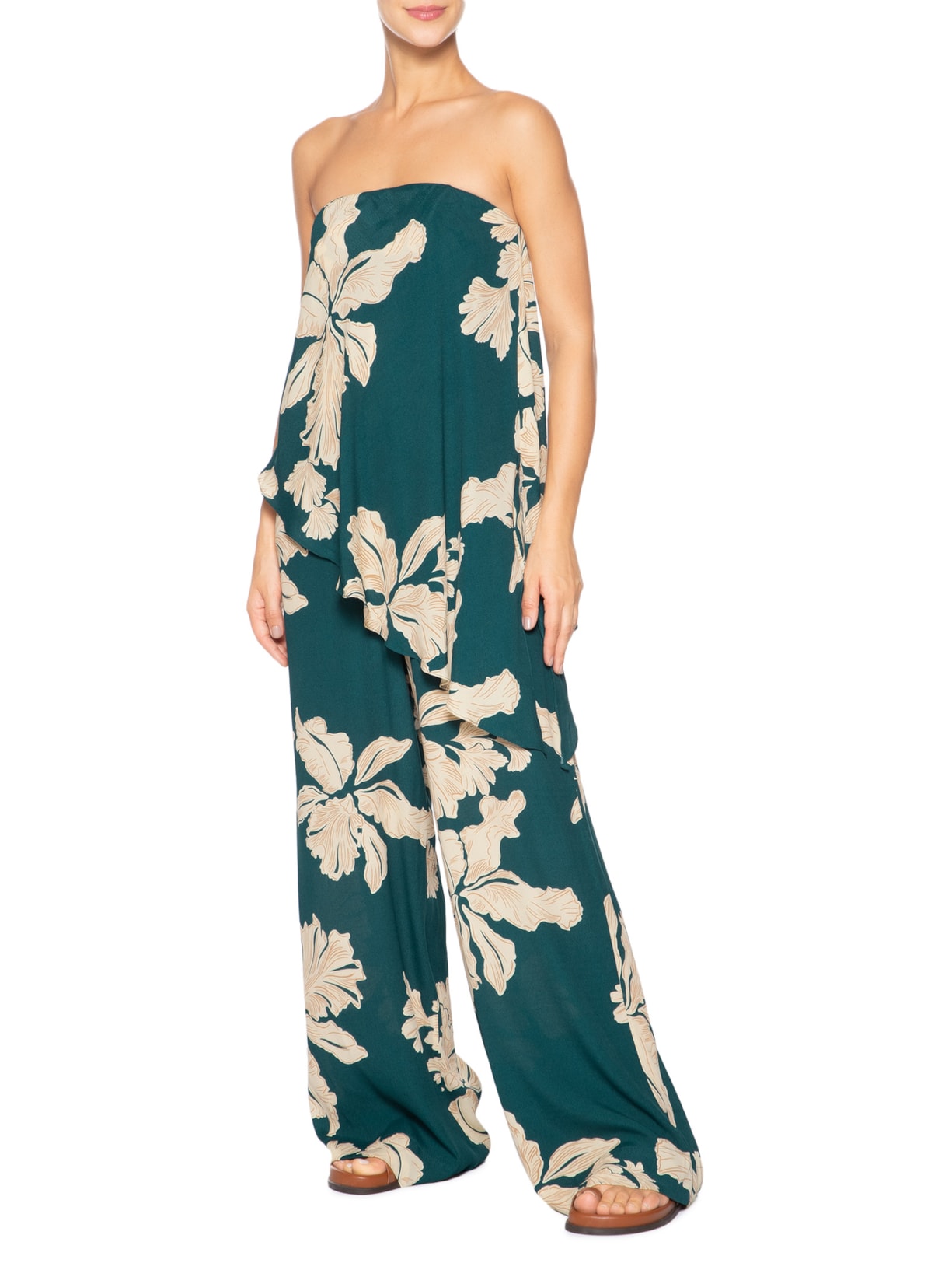 Macacão Feminino Estampa Pétala Verde Dress To