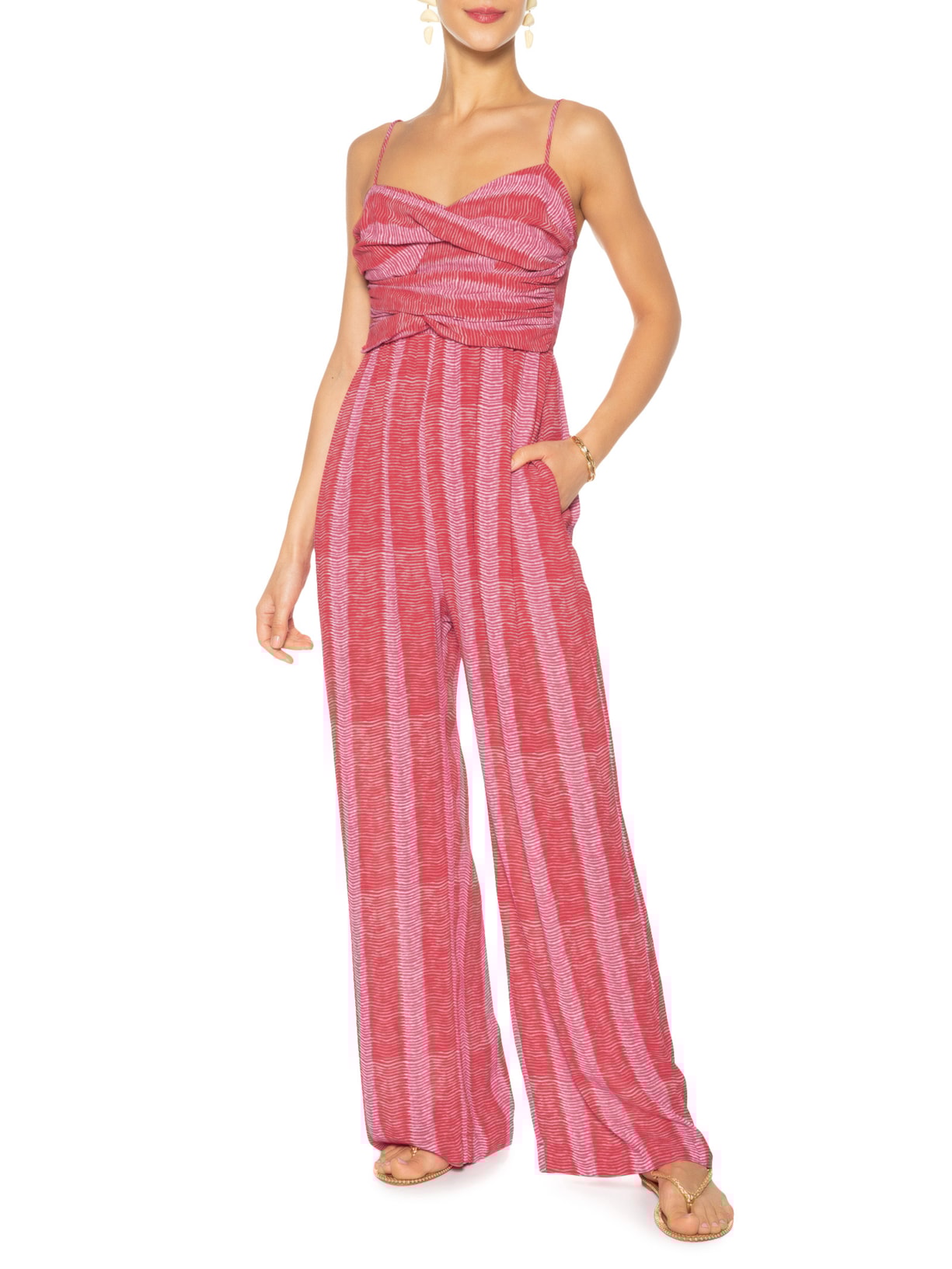 Macacão Feminino Estampa Tenerife Vermelho Maria Filó