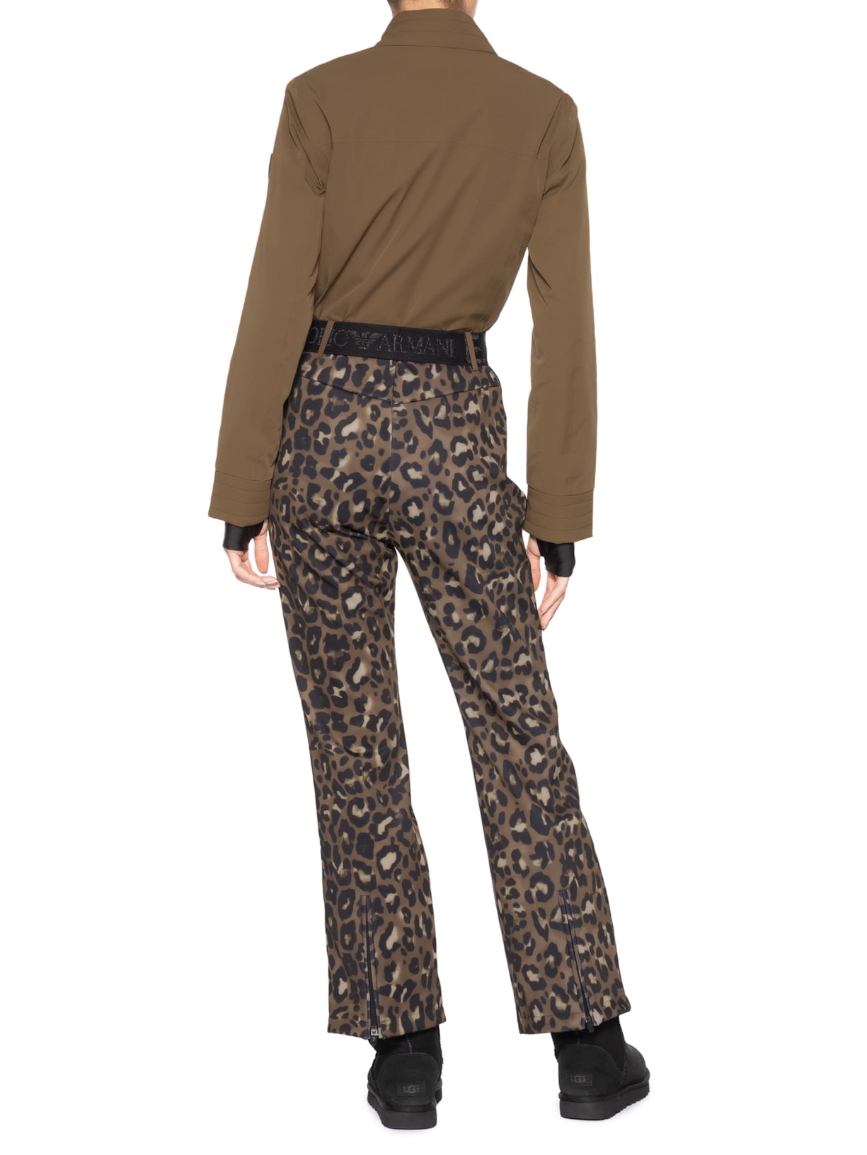 Macacão Feminino Estampado Com Zíper Marrom Ea7 Emporio Armani