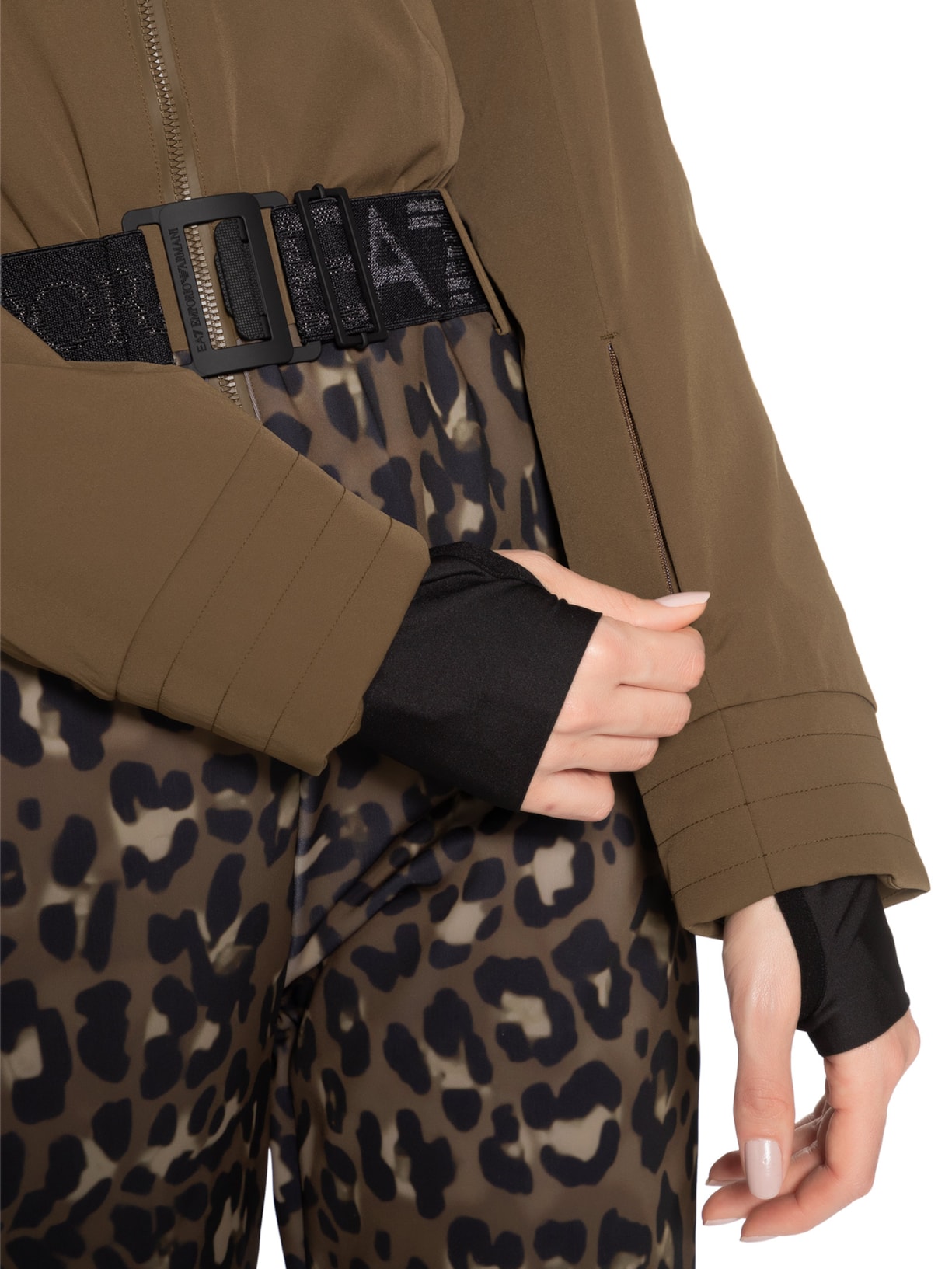 Macacão Feminino Estampado Com Zíper Marrom Ea7 Emporio Armani