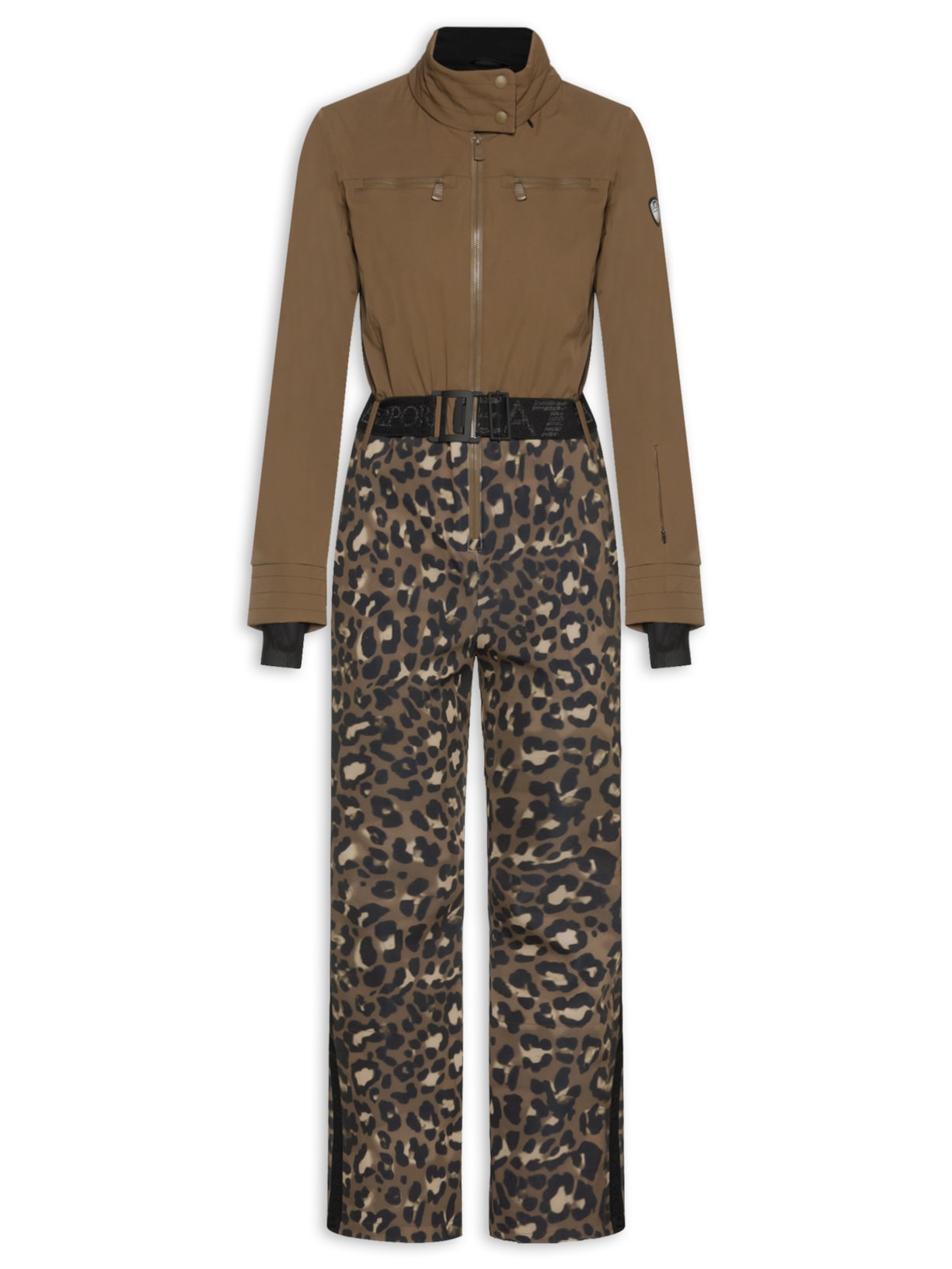 Macacão Feminino Estampado Com Zíper - Marrom