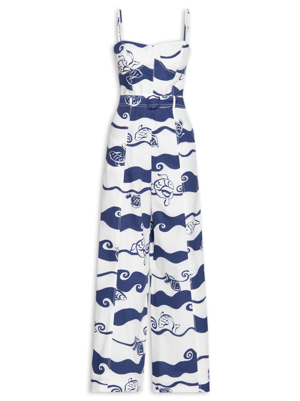 Macacão Feminino Estampado Pintado - Azul