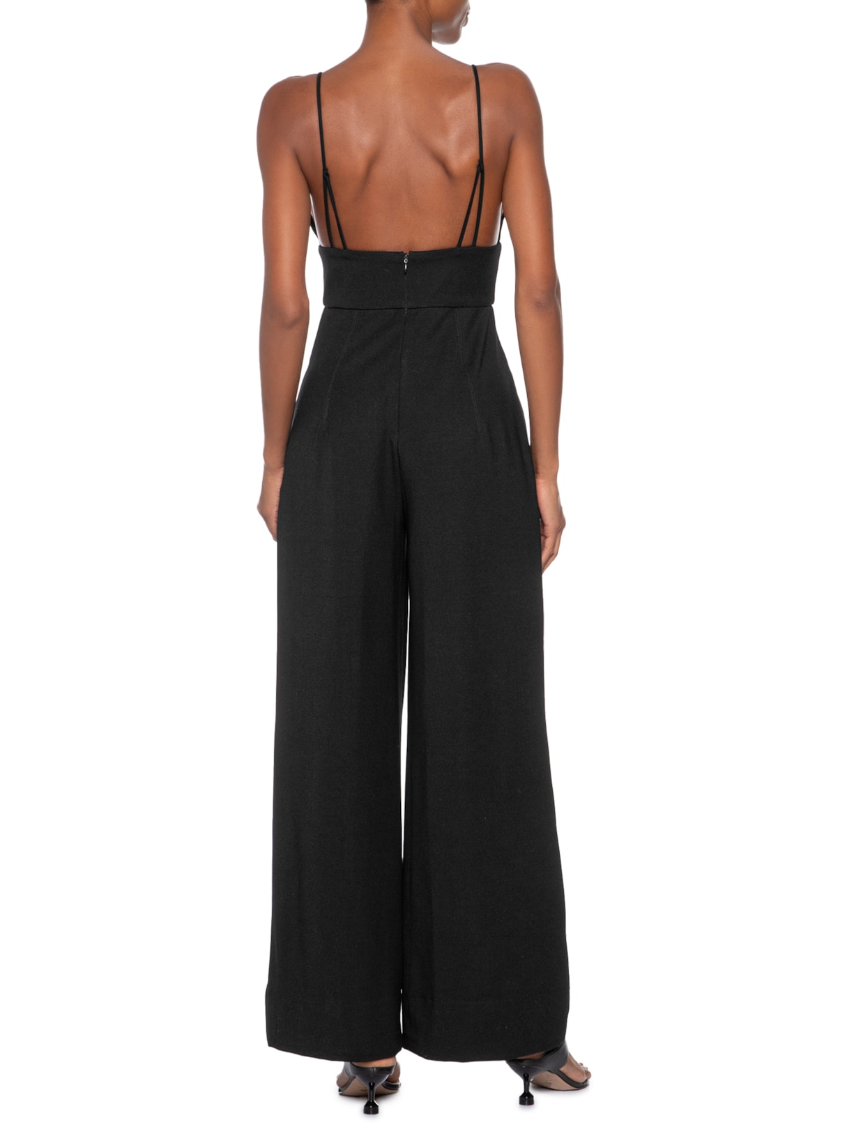 Macacão Feminino Estruturado Amplo Preto Animale