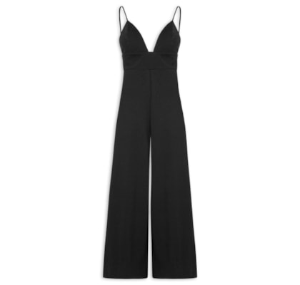 Macacão Feminino Estruturado Amplo - Preto