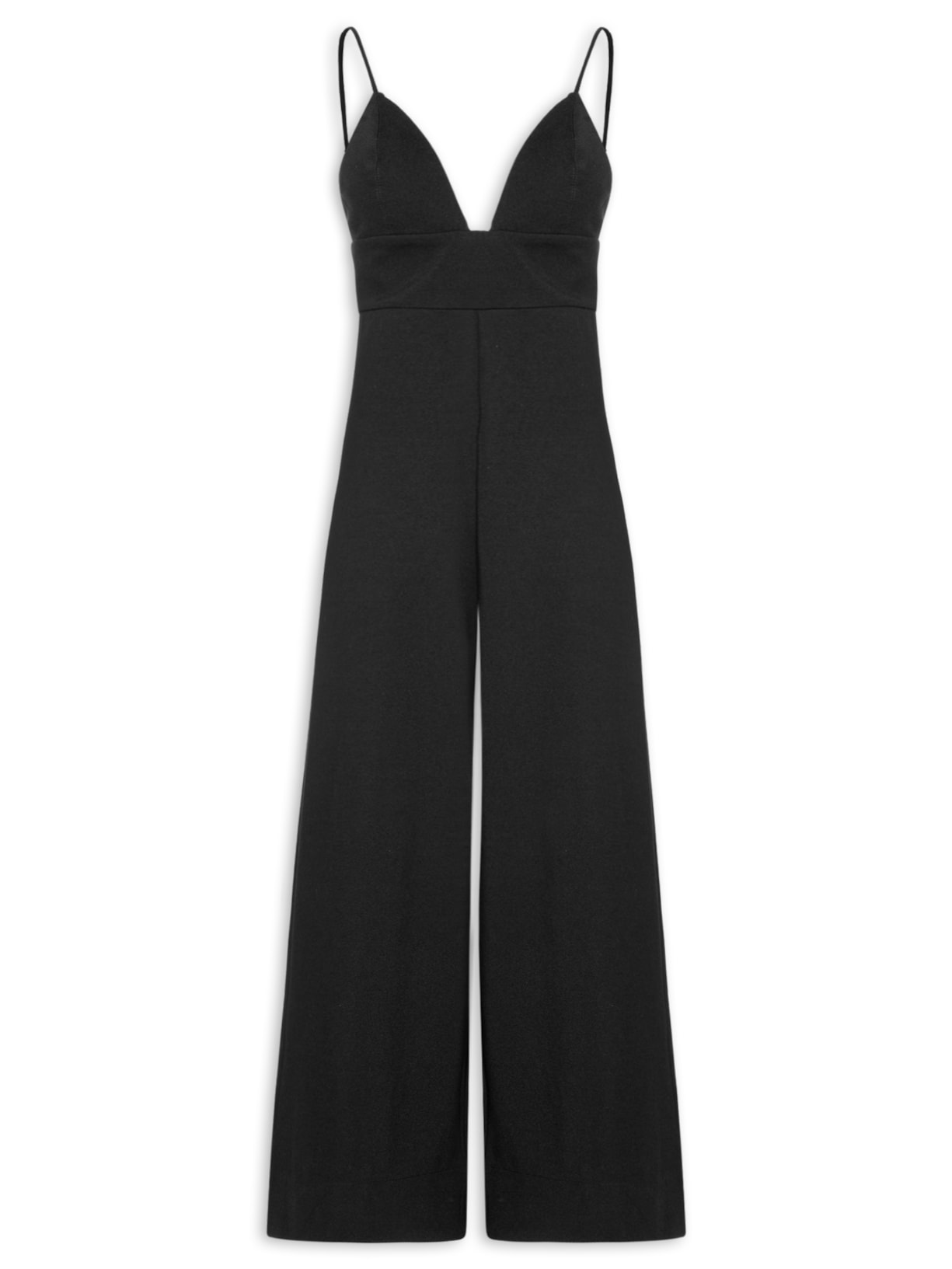 Macacão Feminino Estruturado Amplo - Preto