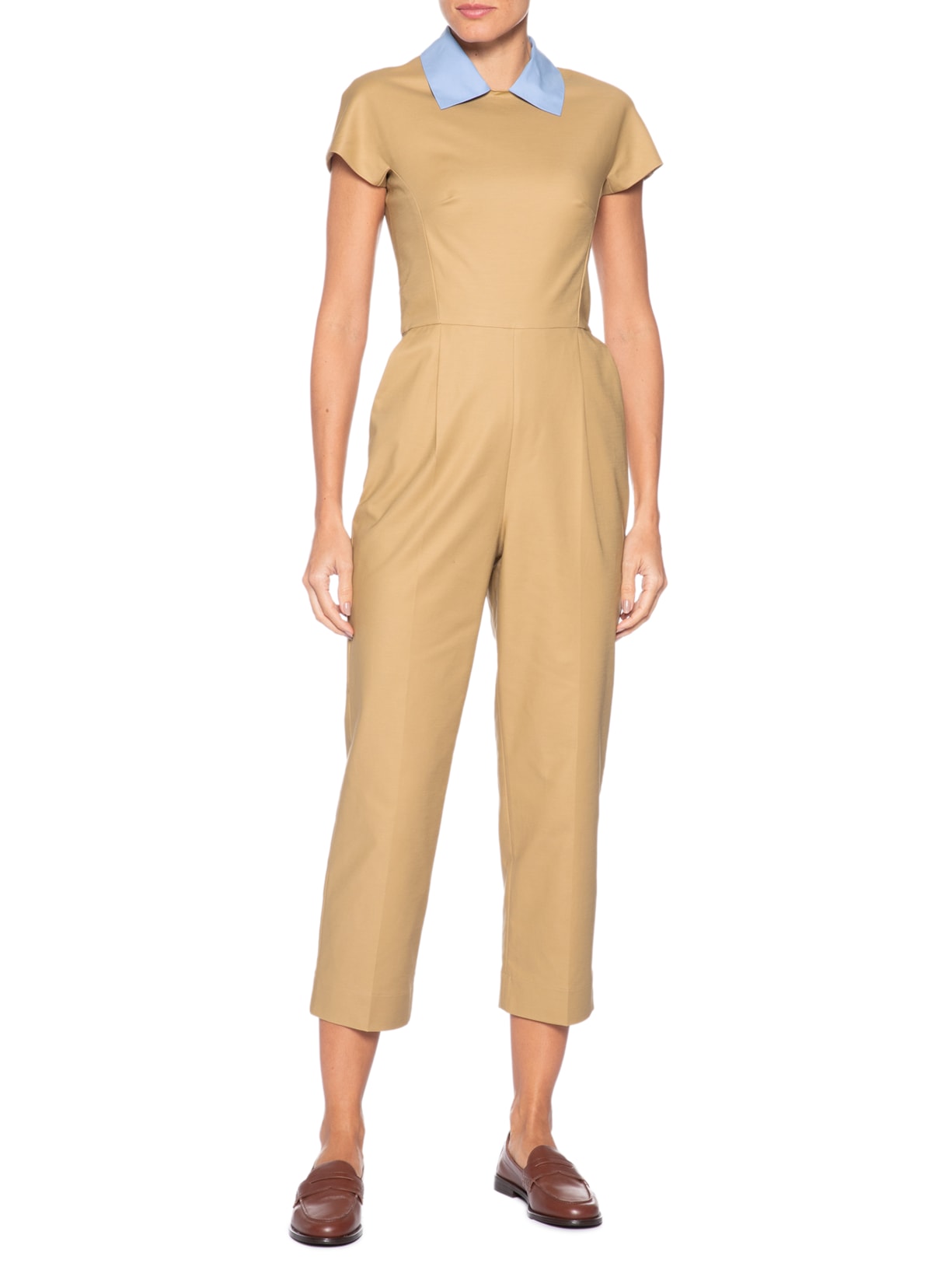 Macacão Feminino Fianco Gola Pregas Bege Andrea Marques